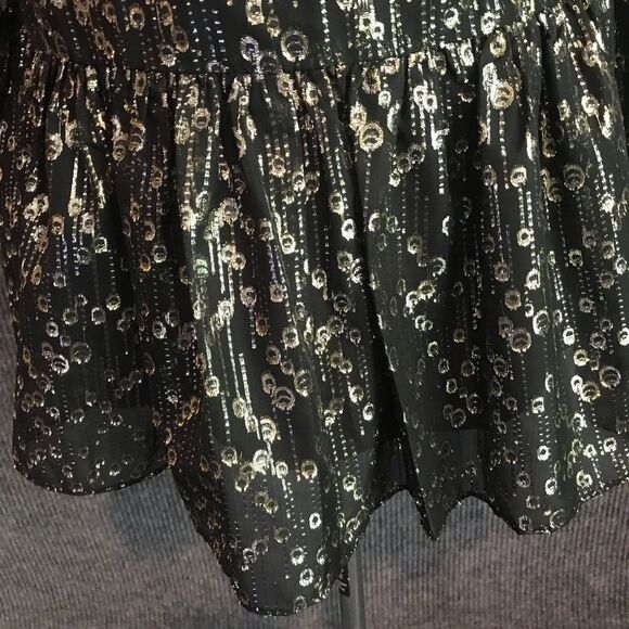 ANTONIO MELANI Camila Chiffon Black & Gold Metallic Cocktail Dress Size 0 NWT - Picture 9 of 13
